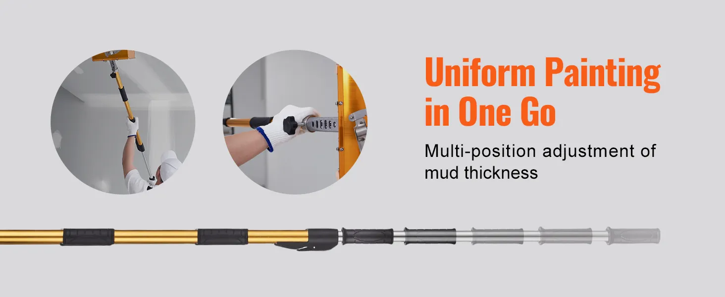 VEVOR drywall flat box handle allows multi-position adjustment for uniform painting in one go.