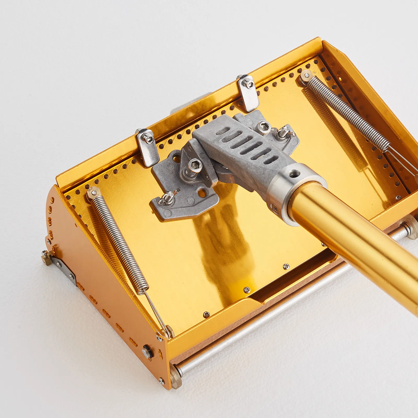 yellow VEVOR drywall flat box with metal handle and springs on a white background.