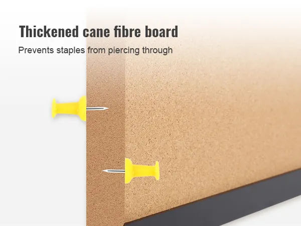 VEVOR cork board featuring thickened cane fibre board with yellow push pins, prevents staples piercing.