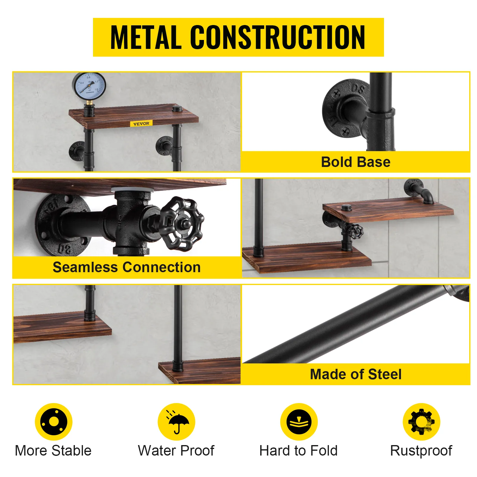 Estantería industrial para tuberías VEVOR con construcción de metal, conexiones sin costuras, base atrevida.