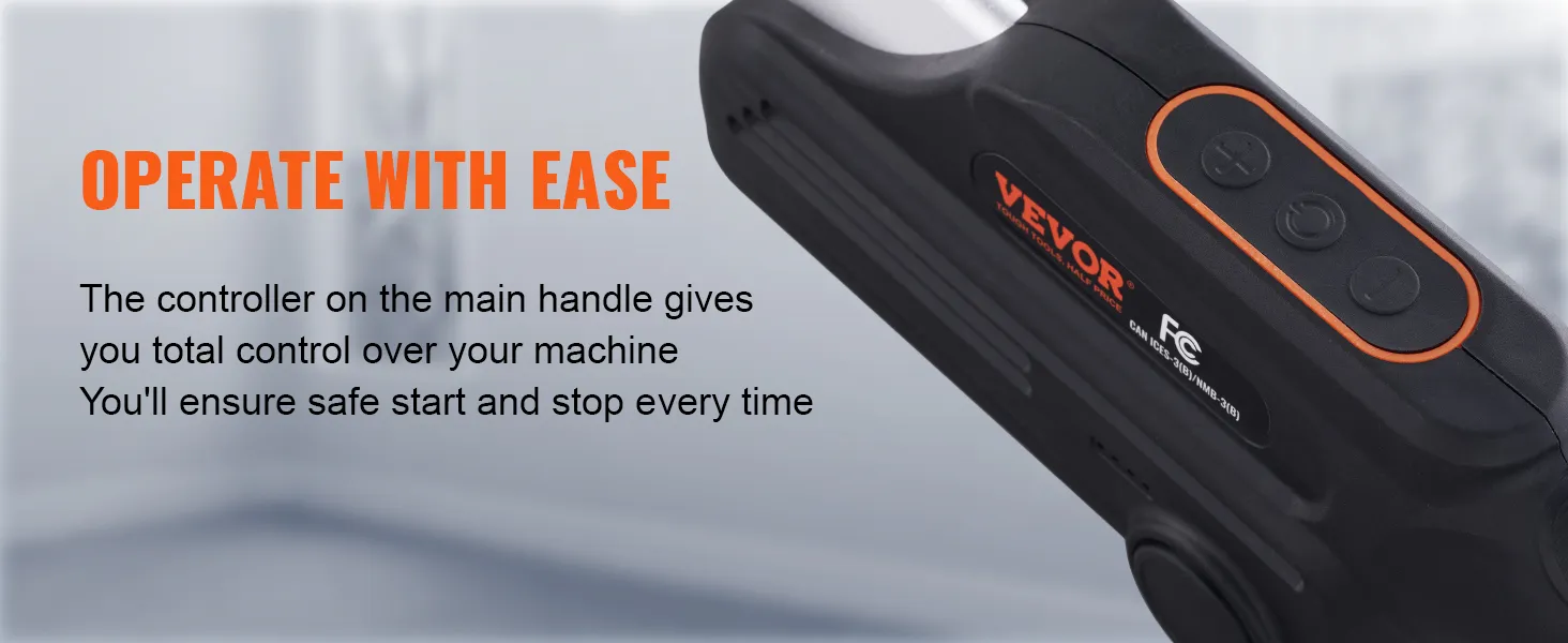 VEVOR drywall sander controller on handle for easy operation and safe start/stop, operate with ease.