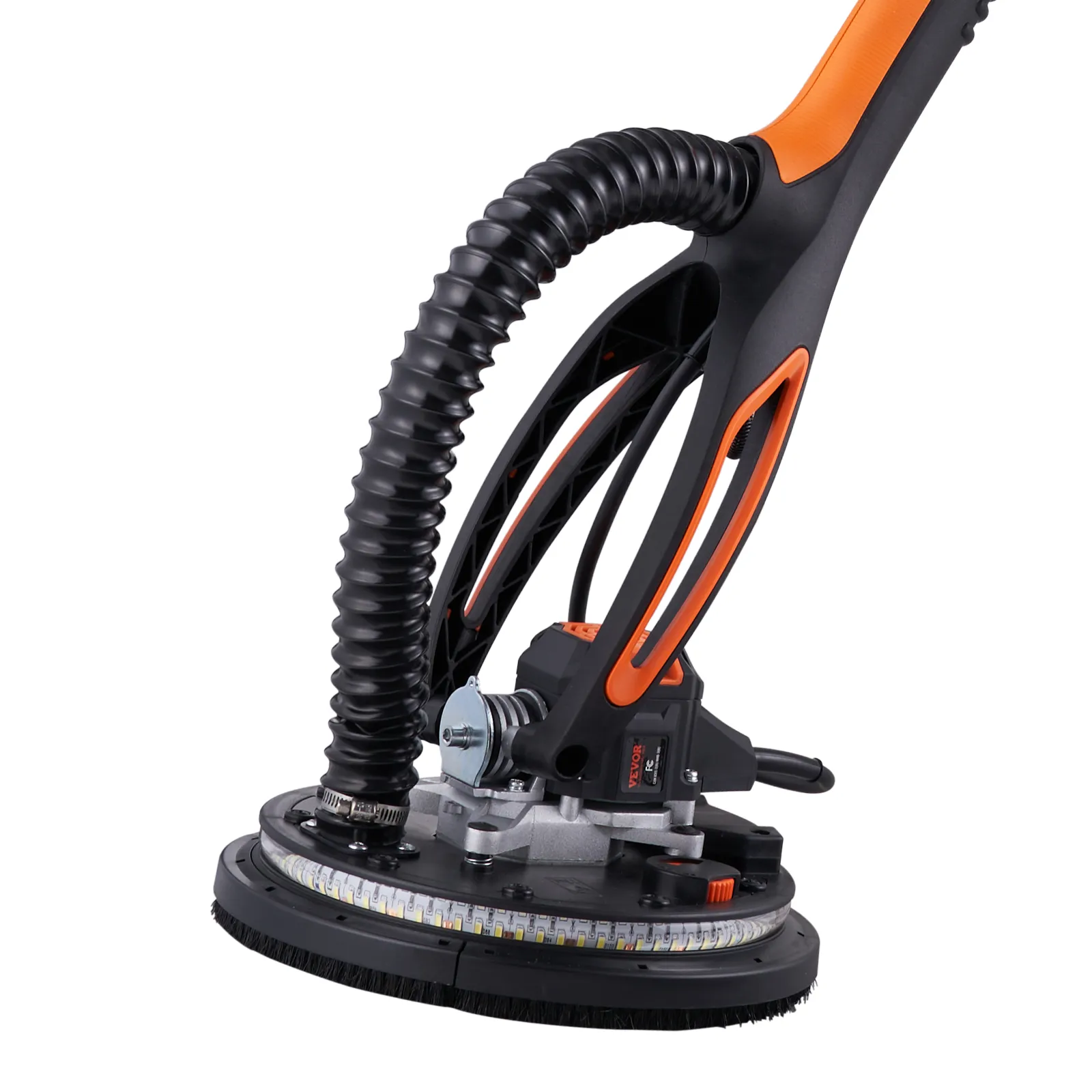 VEVOR drywall sander with led light, flexible hose, and ergonomic handle for efficient sanding.