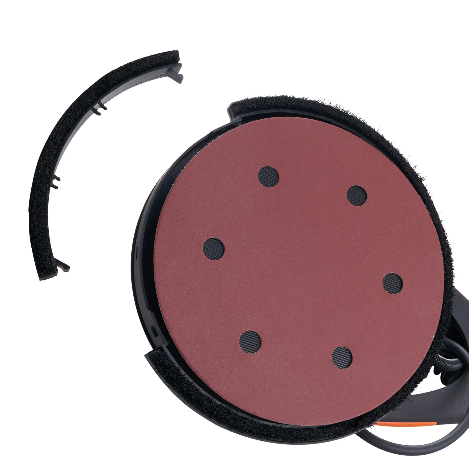 VEVOR drywall sander circular sanding pad with detached dust guard on white background.