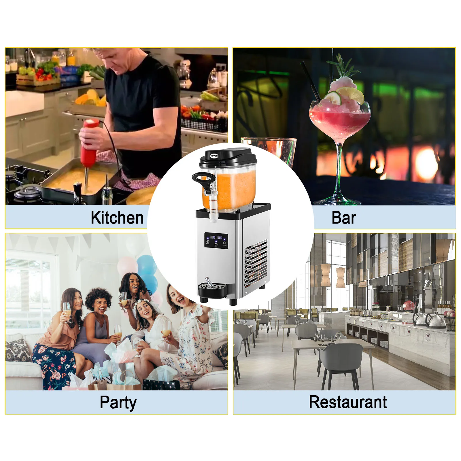 Máquina de granizados VEVOR para uso versátil en cocinas, bares, fiestas y restaurantes