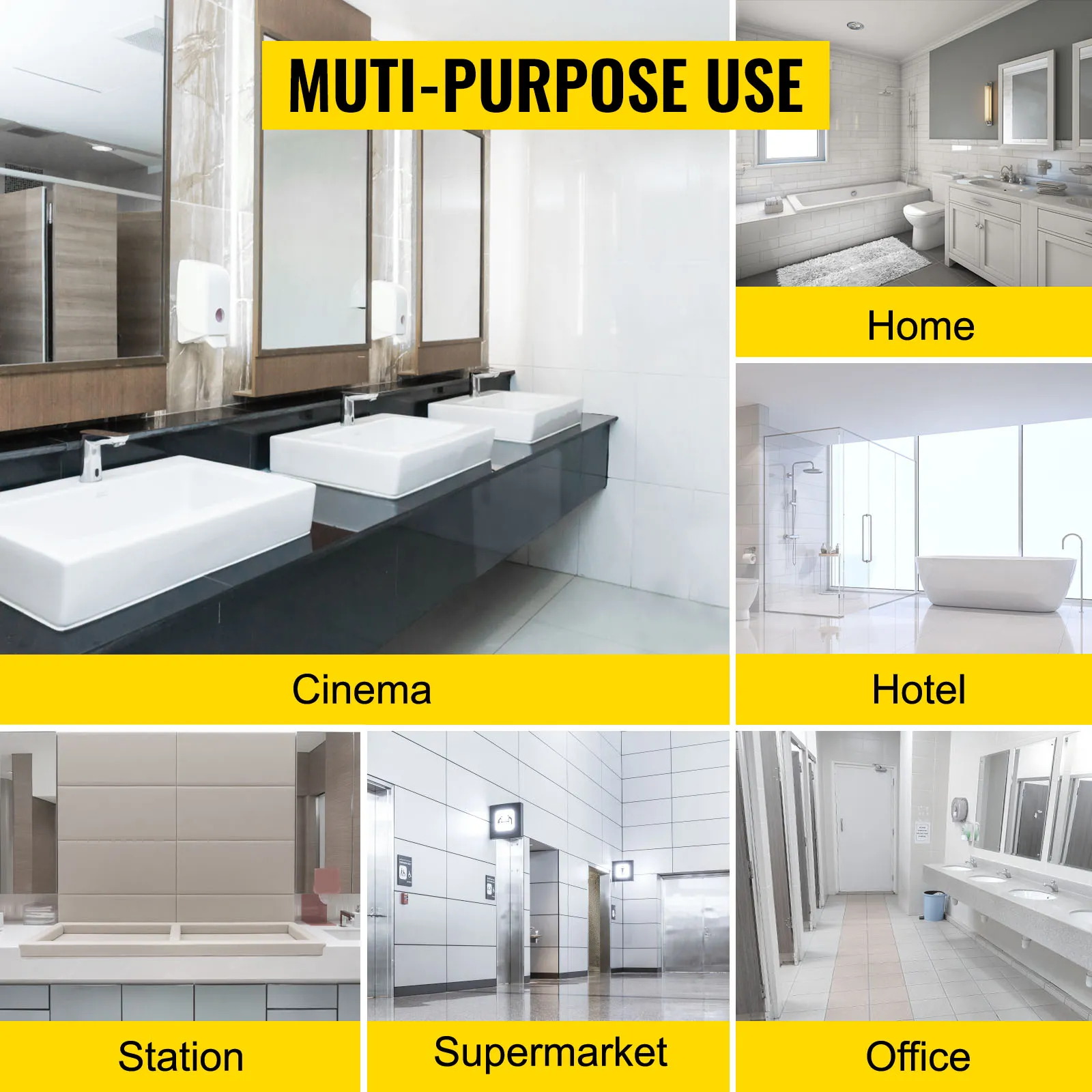 Secador de manos multiusos VEVOR para cine, casa, hotel, estación, supermercado, oficina.