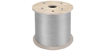 wooden spool with VEVOR stainless steel cable neatly coiled.