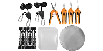 VEVOR dry trimmer kit with clippers, ropes, mesh, and accessories on a white background.