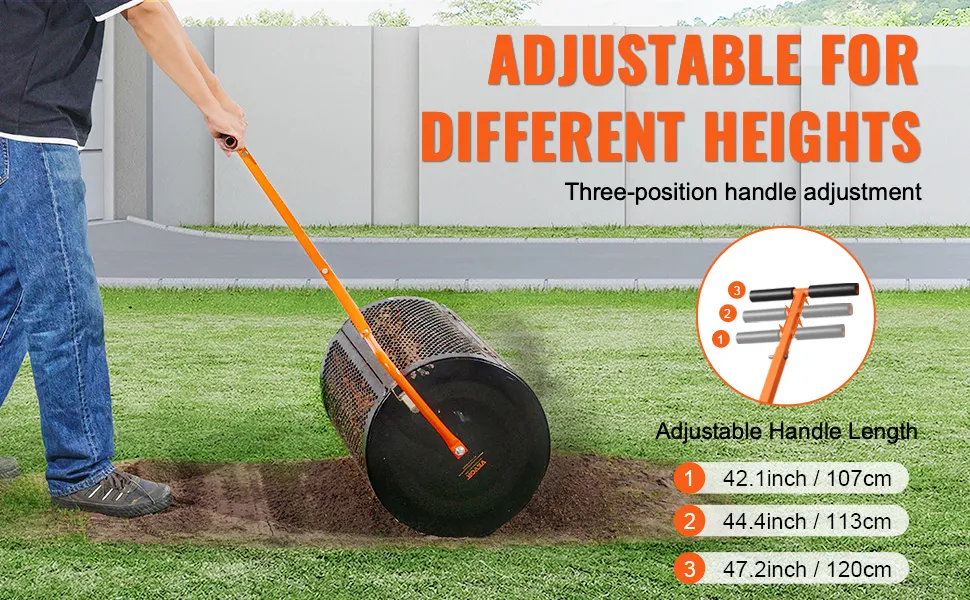 27inchs Compost Spreader, Metal Roller Spreader For Lawn