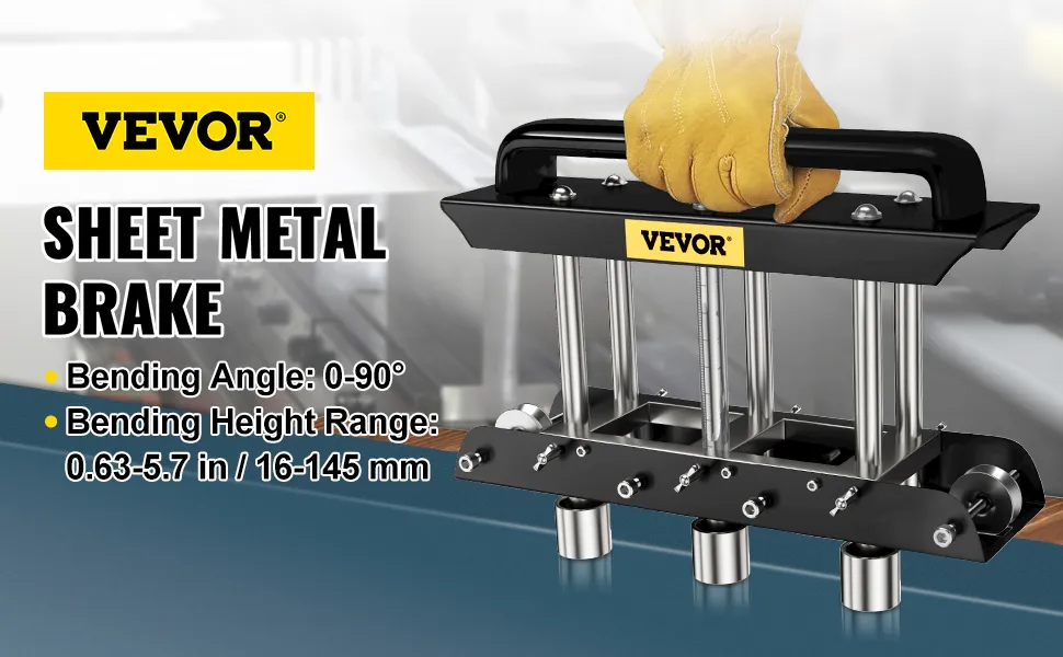 VEVOR three-station edge roller for sheet metal bending, angle 0-90°, height range 0.63-5.7 in