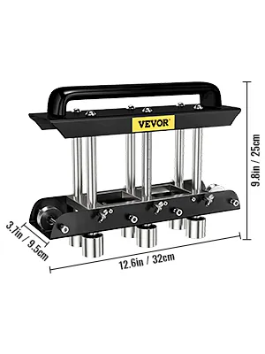 VEVOR three-station edge roller with handle, 12.6in wide and 9.8in tall, for precise edge finishing.
