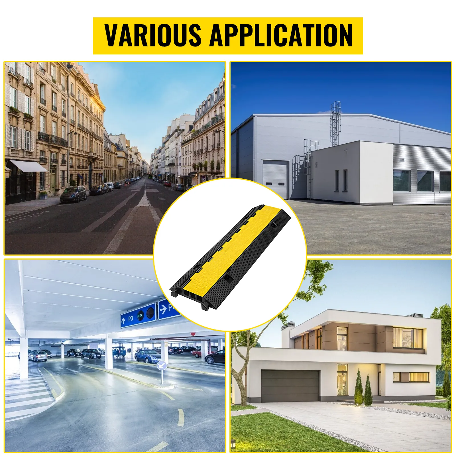 VEVOR cable protector ramp for streets, warehouses, parking garages, and homes.