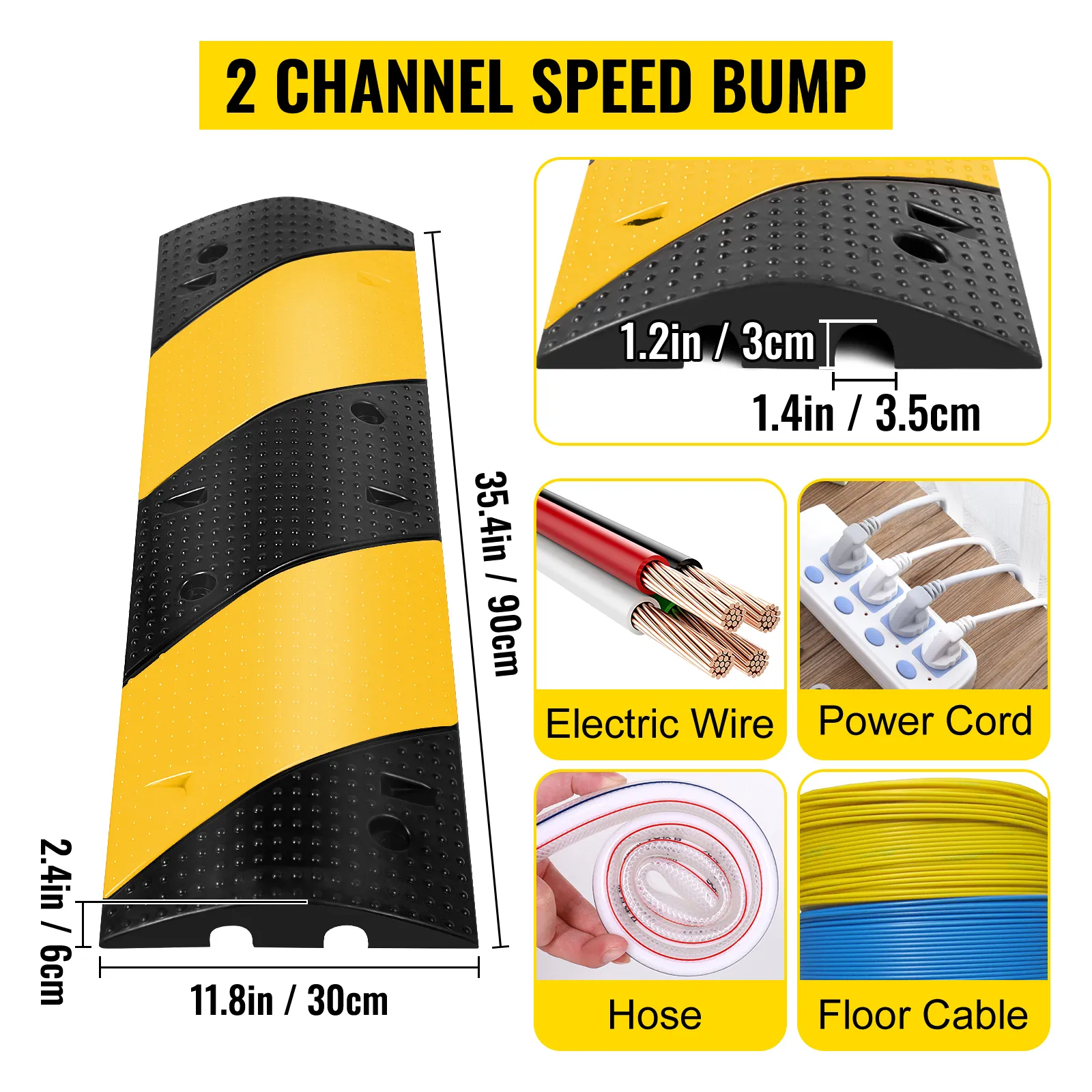 Reductor de velocidad VEVOR con dos canales para cables eléctricos, cables de alimentación, mangueras y cables de suelo.