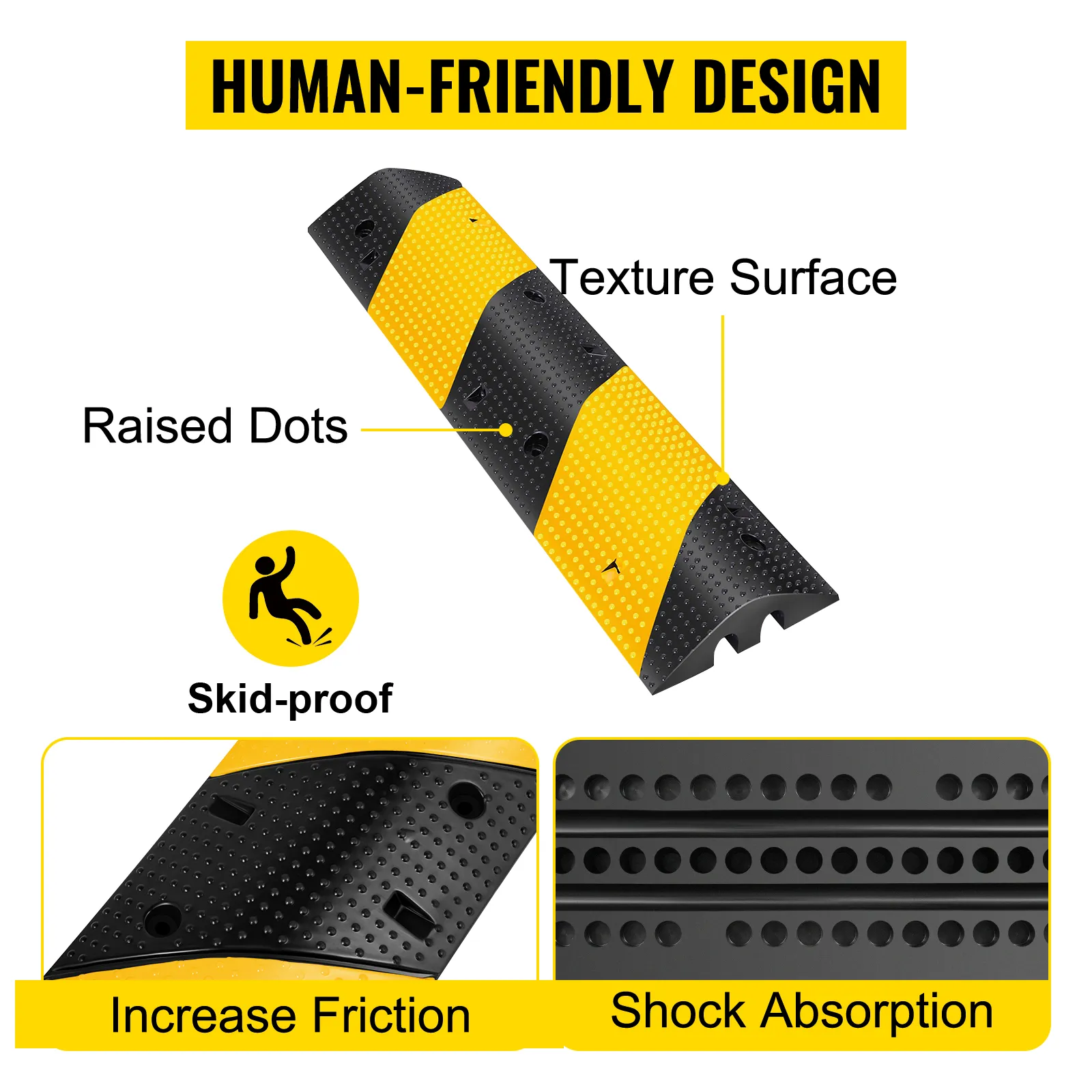 Reductor de velocidad VEVOR con puntos en relieve y superficie texturizada para mayor seguridad y antideslizamiento.
