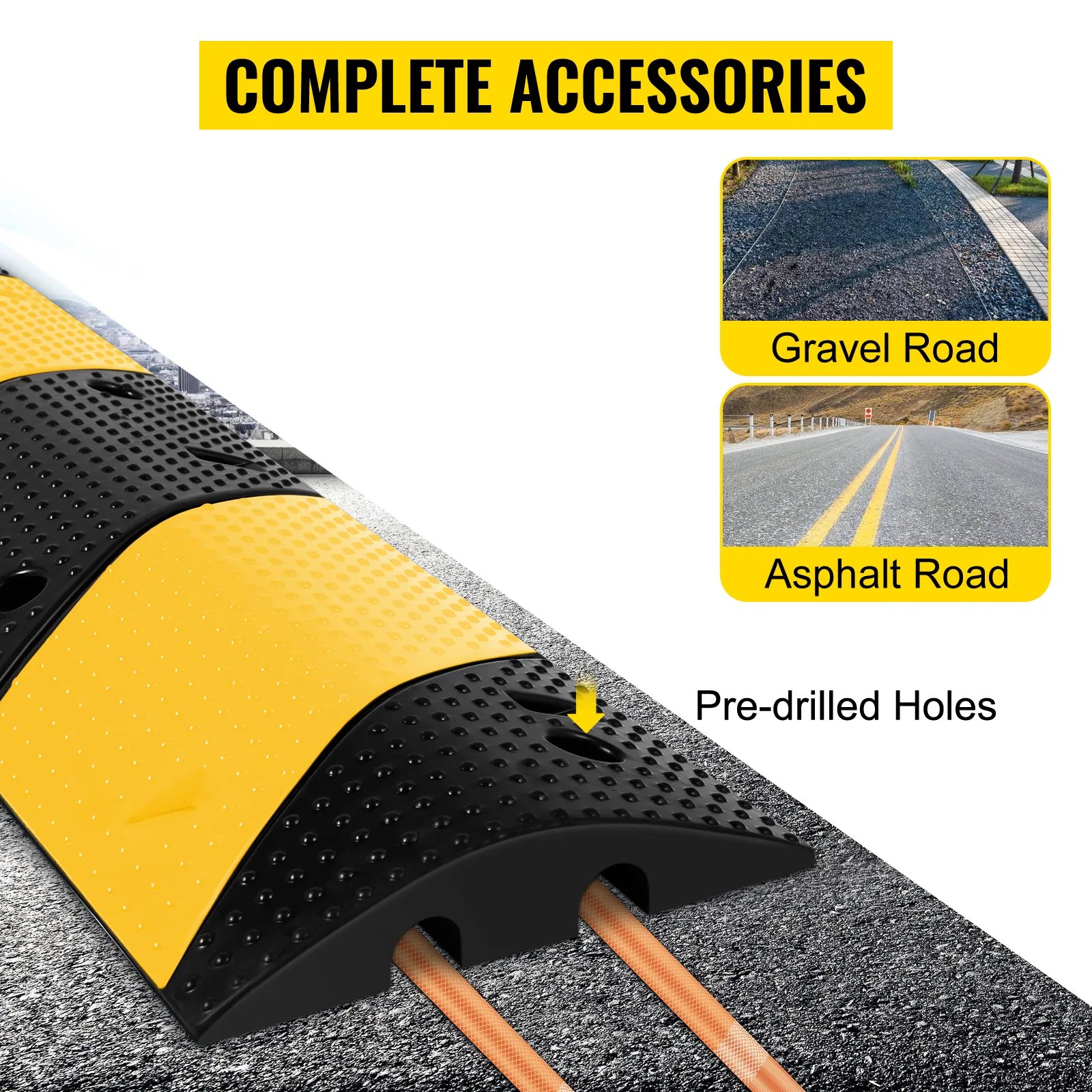 Reductor de velocidad VEVOR con agujeros pretaladrados, adecuado para caminos de grava y asfalto.