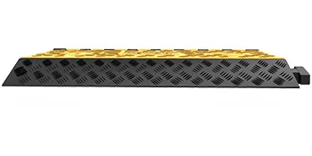 black and yellow VEVOR cable protector ramps with non-slip surface and modular connectors.