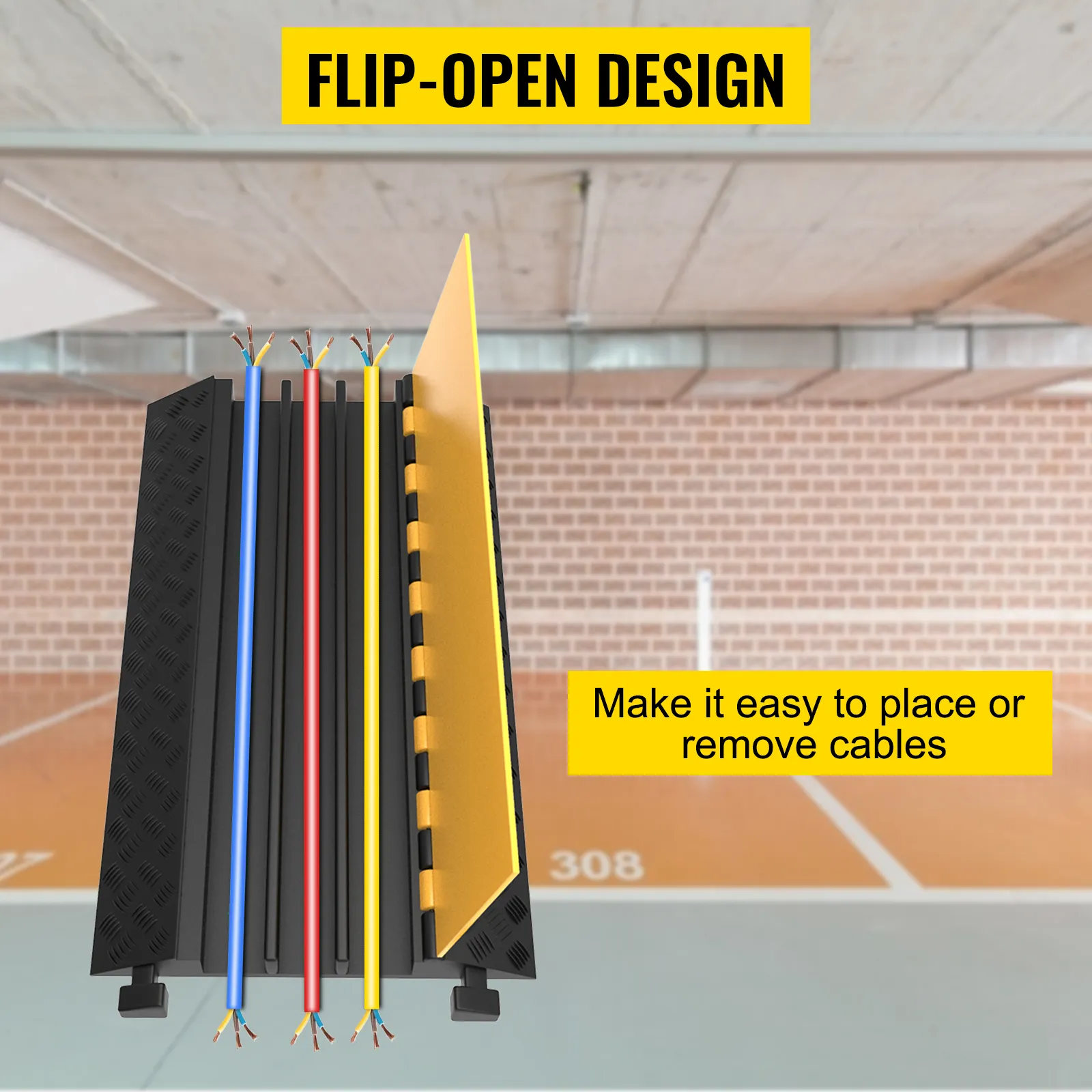 VEVOR cable protector ramps with flip-open design for easy cable management.