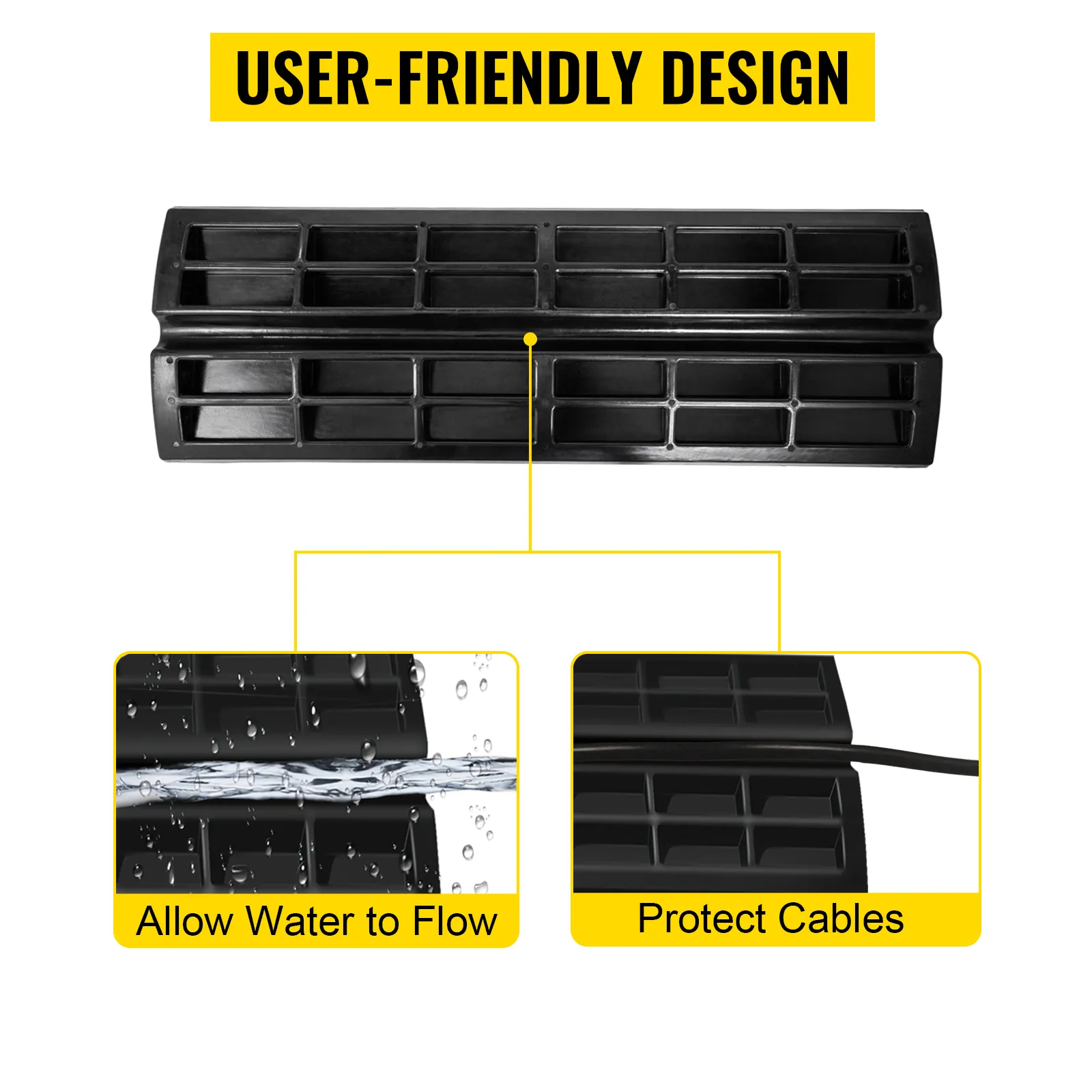 VEVOR curb ramp with user-friendly design allows water flow and protects cables.