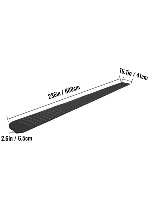 Dimensiones de la rampa de acera VEVOR: 236 pulgadas x 16,1 pulgadas x 2,6 pulgadas, color negro
