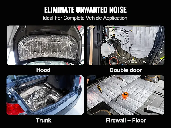 Schalldämmende Matte von VEVOR zur Geräuschreduzierung auf Motorhaube, Doppeltür, Kofferraum, Brandschutzwand und Boden.