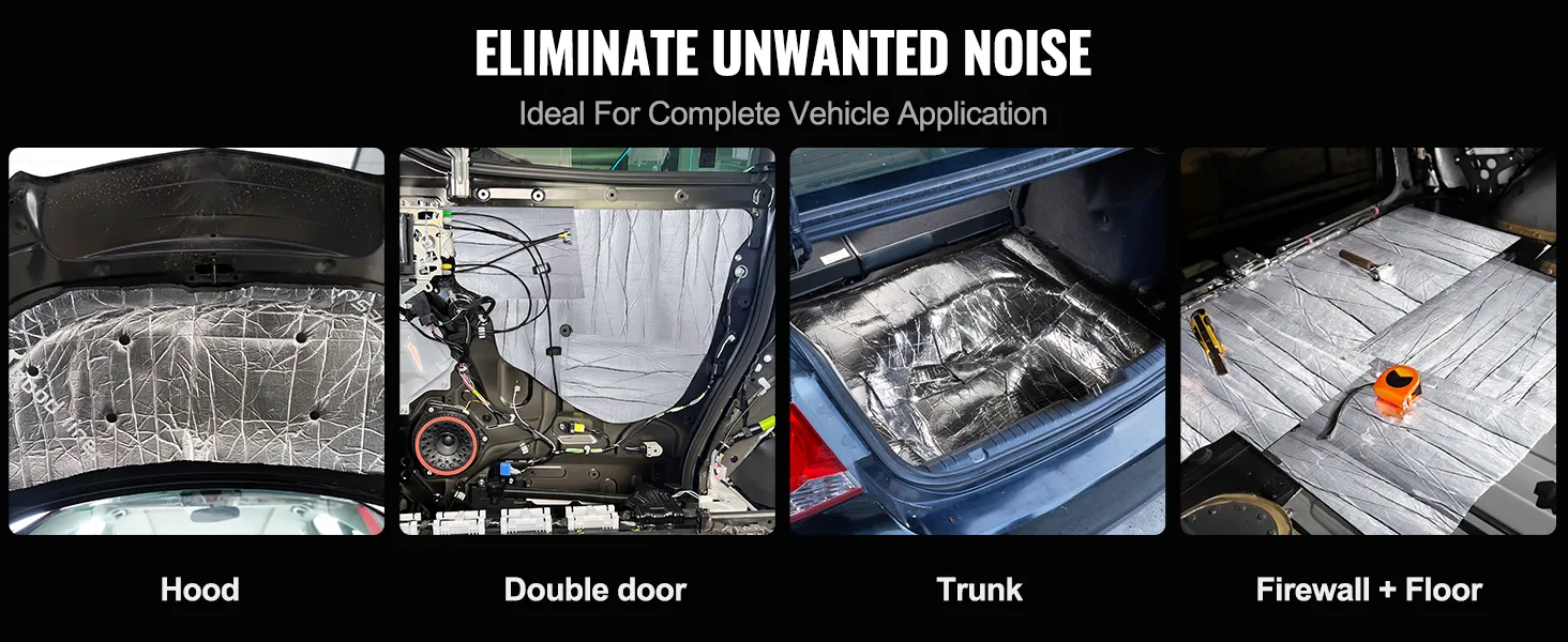 Schalldämmende Matte von VEVOR zur Geräuschreduzierung auf Motorhaube, Doppeltür, Kofferraum, Brandschutzwand und Boden.