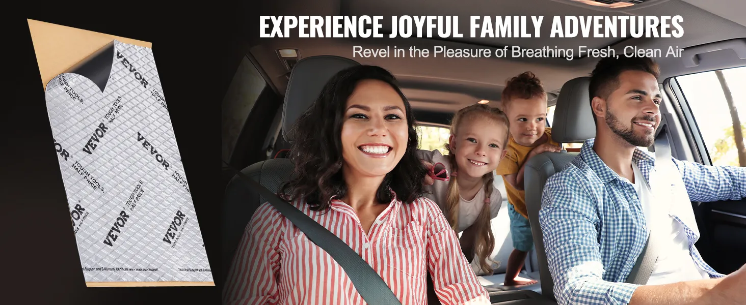 VEVOR car sound deadening mat helps families enjoy quiet, joyful adventures and fresh, clean air.