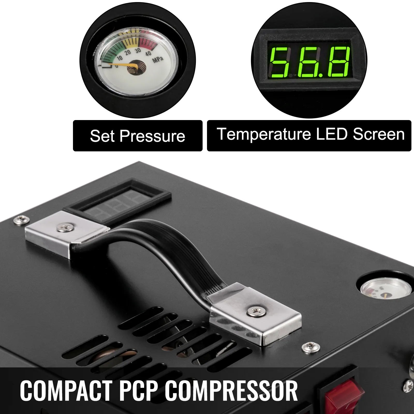 Compresor de aire pcp VEVOR con manómetro y pantalla led de temperatura