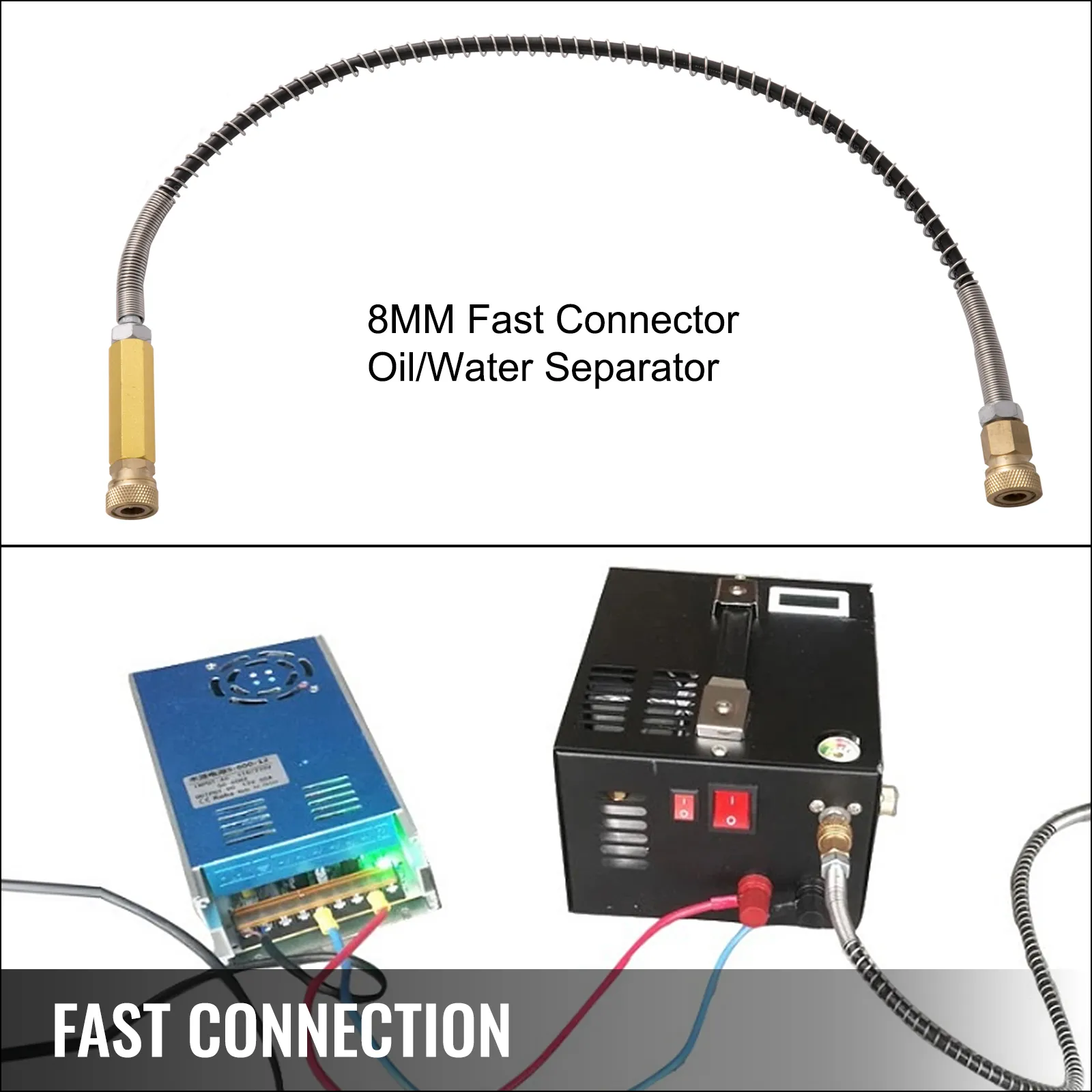 Conector rápido de 8 mm y configuración de compresor de aire PCP VEVOR con separador de aceite/agua.