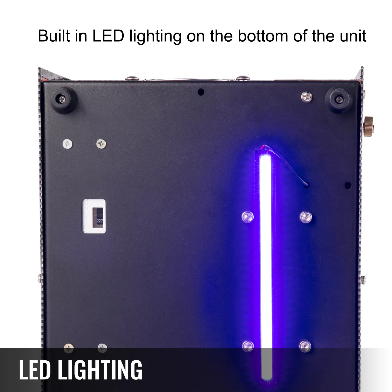 Compresor de aire pcp VEVOR con iluminación led incorporada en la parte inferior.