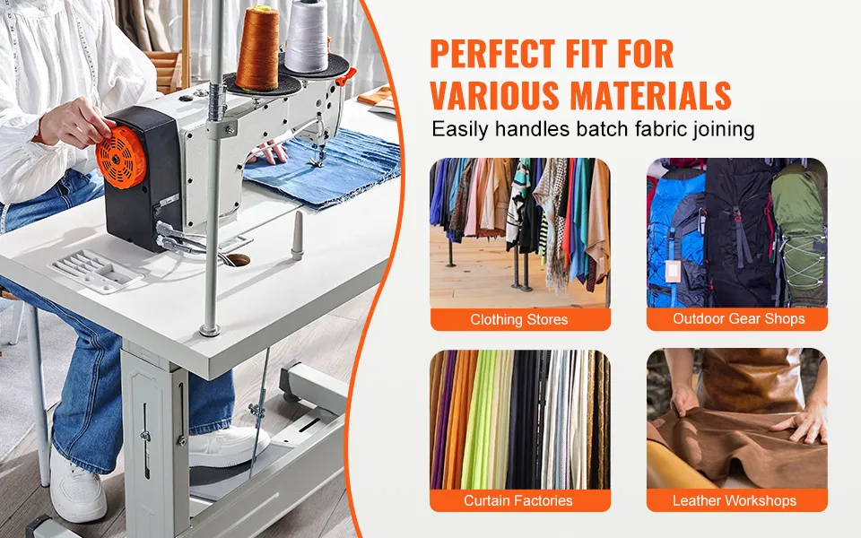 VEVOR Industrial Sewing Machine, 5000s.p.m Heavy-duty Lockstitch Sewing Machine with 550W Servo Motor and Table Stand, Clear Control Panel and Electro-mechanization Intelligent Start-stop for Easy Use