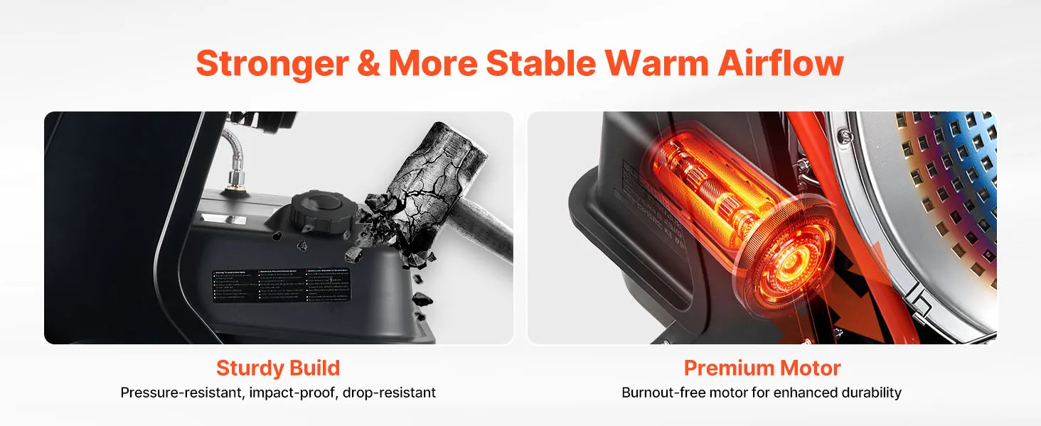 VEVOR 125000 BTU Radiant Kerosene Diesel Heater, Portable Industrial Space Heater with Adjustable Temp & Wheels, Ideal for Jobsite/Garage/Warehouse/Workshop Construction Heating,Black