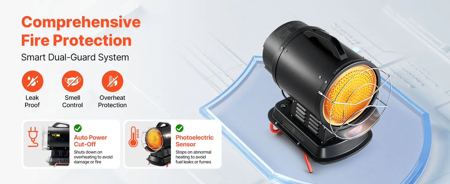 VEVOR 70000 BTU Radiant Kerosene Diesel Heater, Portable Industrial Space Heater with Adjustable Temp & Handle, Ideal for Jobsite/Garage/Warehouse/Workshop Construction Heating,Black