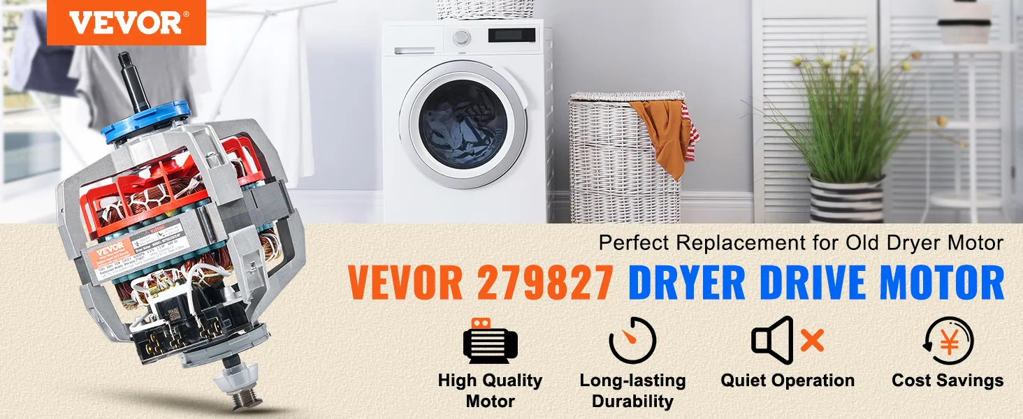 VEVOR dryer motor for 279827 model, high quality, long-lasting durability, and cost savings.