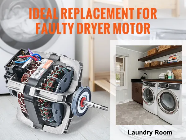 VEVOR dryer drive motor ideal replacement, revive old dryer with new motor in modern laundry room.