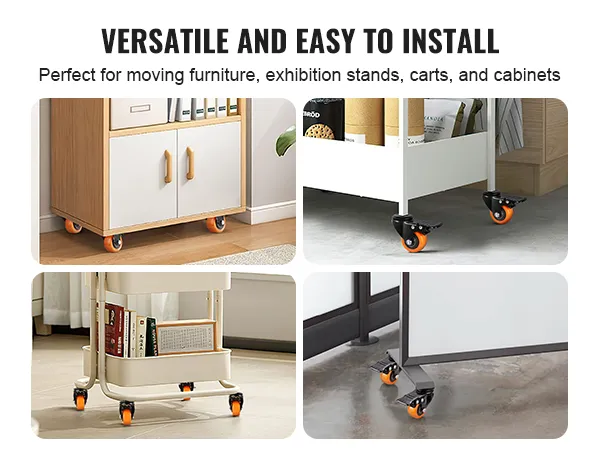 furniture and equipment with VEVOR caster wheels for easy mobility in homes and offices.