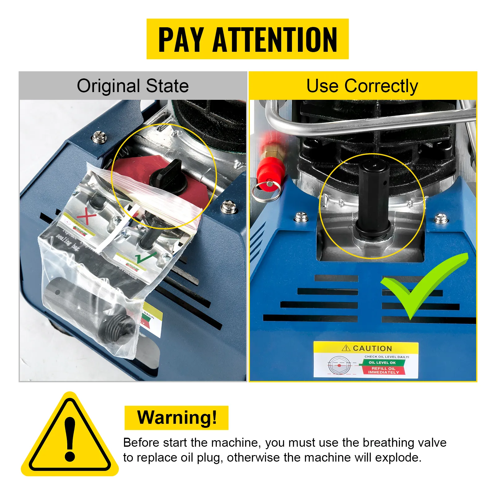 VEVOR high pressure air compressor with water cooling system and heat dissipation.