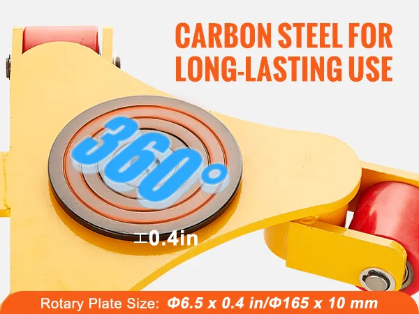 VEVOR machinery skate dolly with 360-degree adjustable wheels, carbon steel for durability.