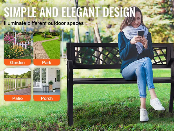 VEVOR outdoor bench for garden, park, patio, porch. simple and elegant design to illuminate spaces.