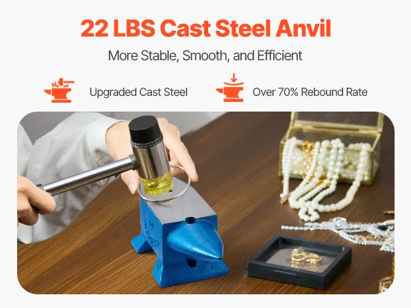 VEVOR blacksmith anvil 22 lbs steel with heavy-duty, forged, polished finish.