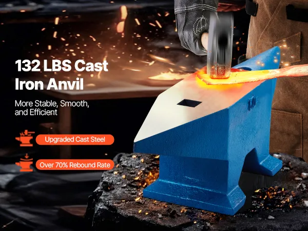 VEVOR blacksmith anvil 132 lbs steel, 60kg heavy duty, forged steel, polished.