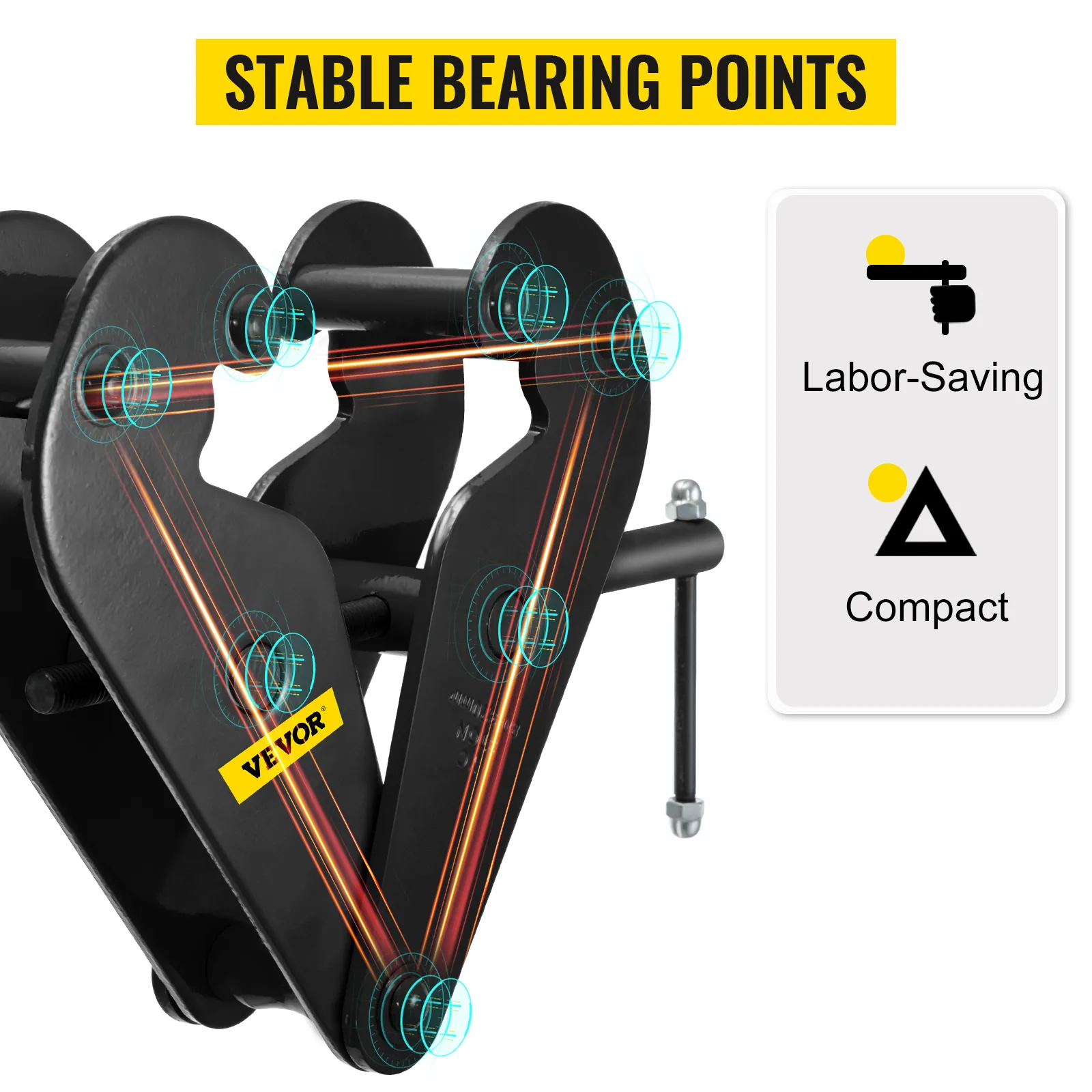 VEVOR beam clamp with stable bearing points, labor-saving, and compact design.