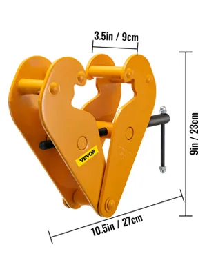Abrazadera de viga VEVOR color naranja con medidas: 10,5x3,5x9 pulgadas.