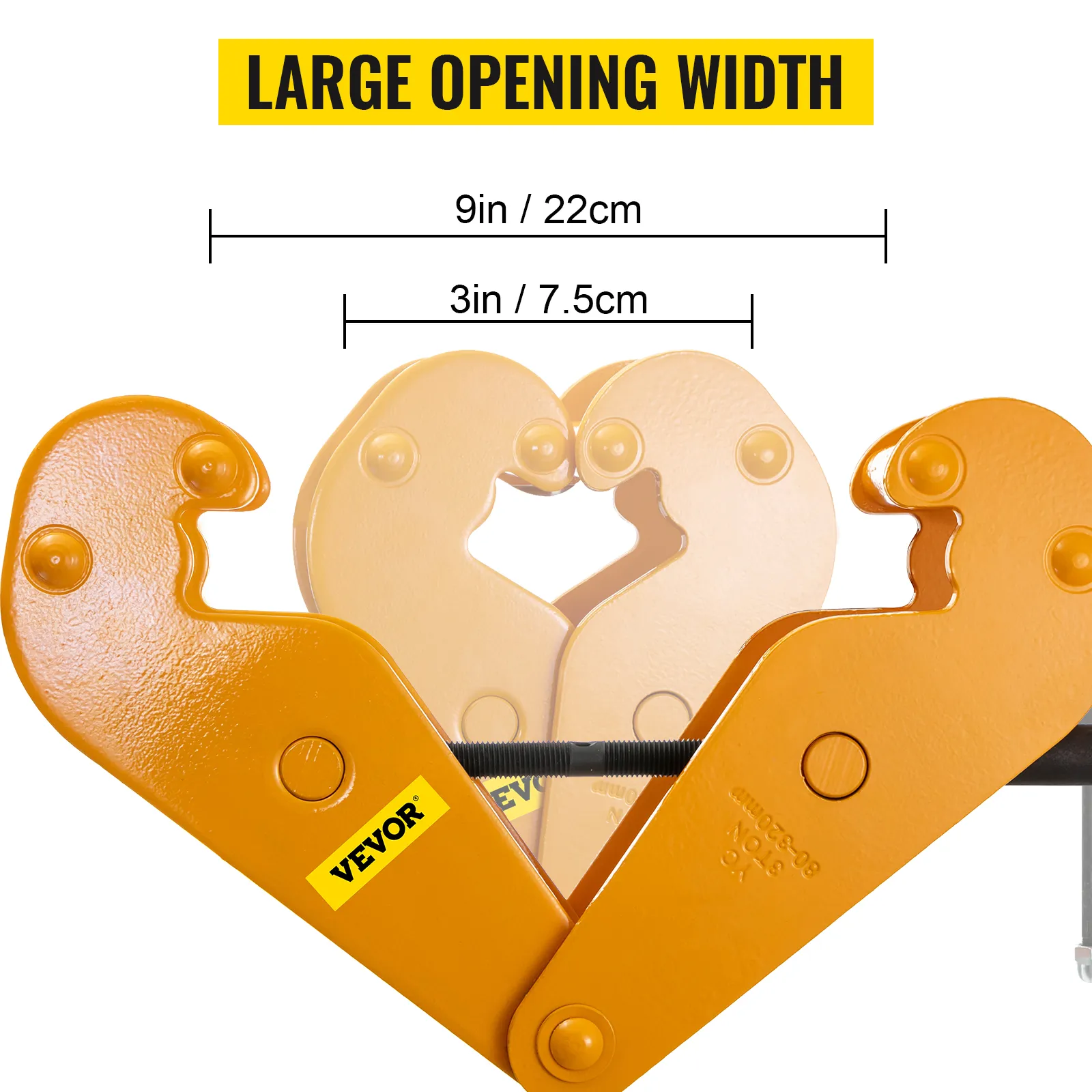 Abrazadera de viga VEVOR con gran ancho de apertura de 3 pulgadas a 9 pulgadas (7,5 cm a 22 cm).