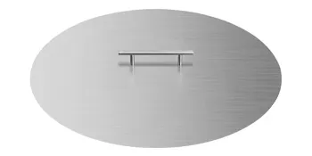stainless steel VEVOR fire pit lid with center handle.