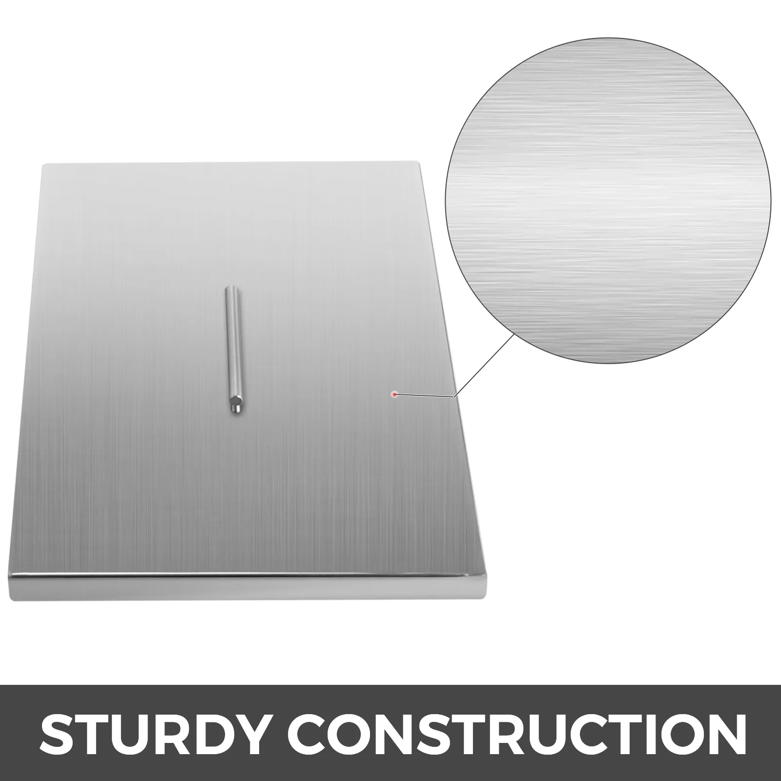 stainless steel VEVOR fire pit lid with detailed texture and sturdy construction.