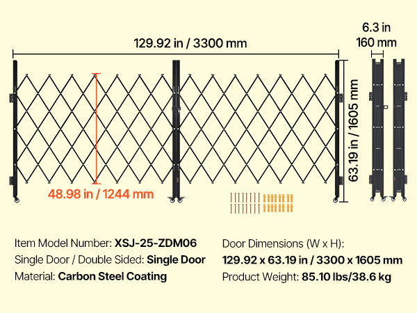 VEVOR Double Door Security Gate – 129.92 × 63.19 Inch, 360°