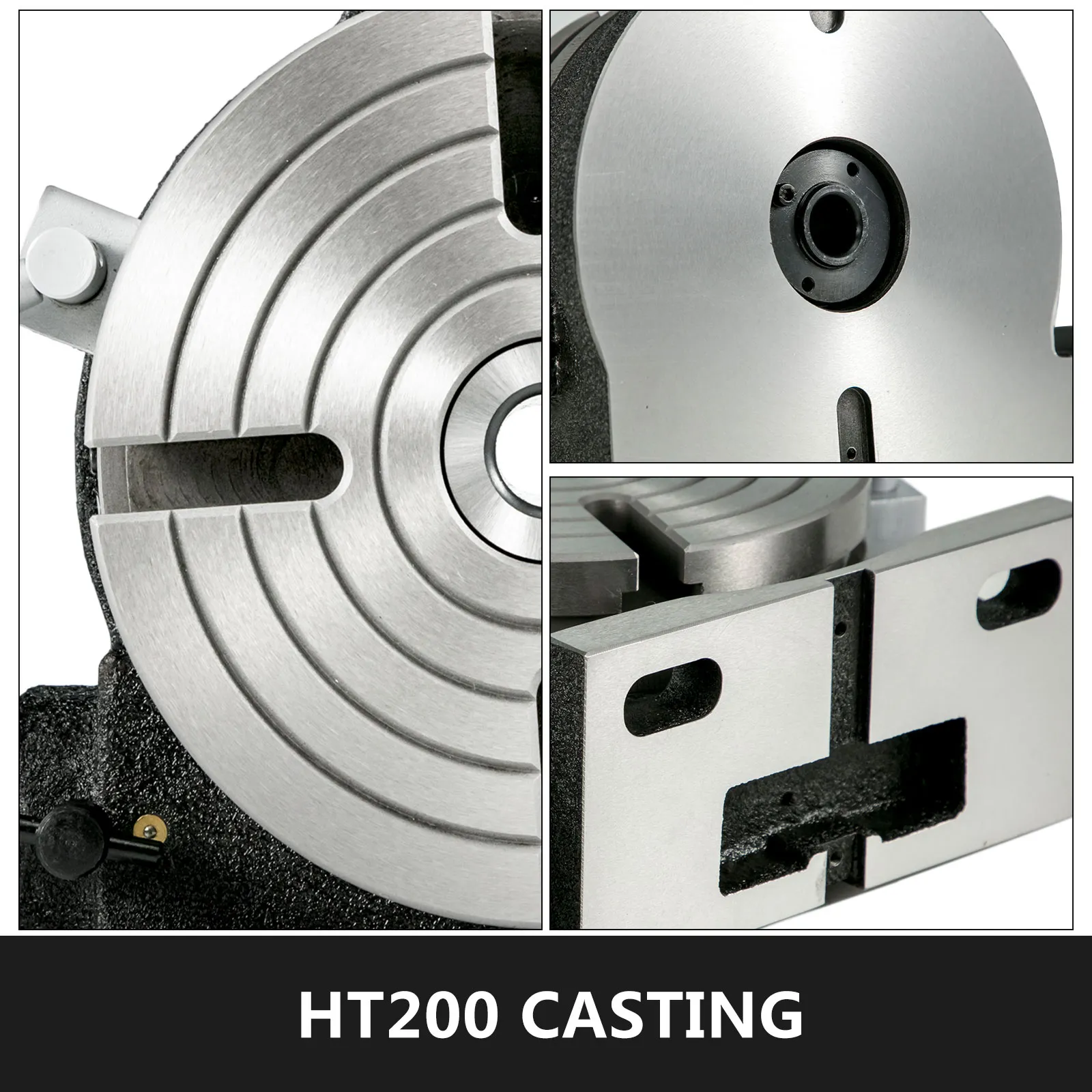 ht200 casting components of the VEVOR rotary table showing detailed grooves and slots