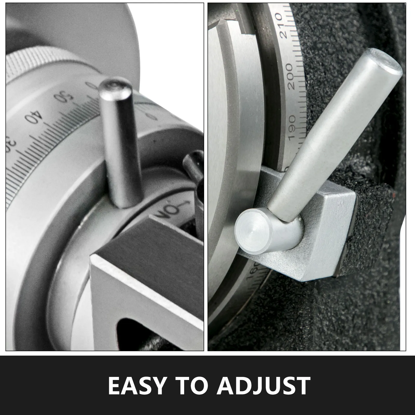 VEVOR rotary table with precision adjust levers and easy-to-read scale.