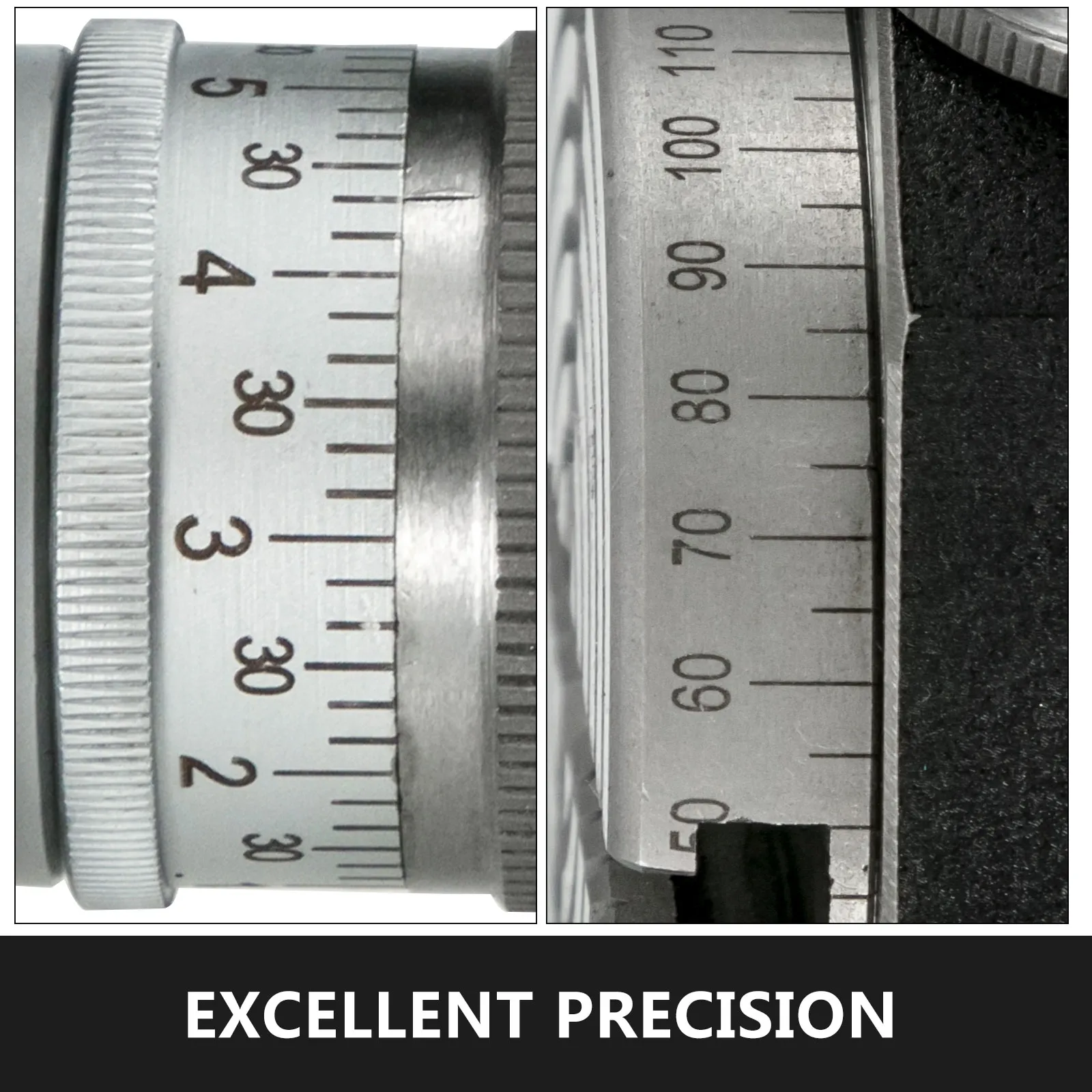 close-up of the VEVOR rotary table with detailed scale markings.