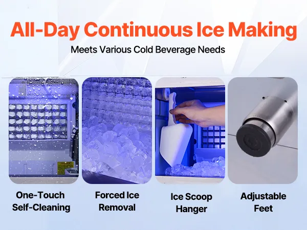 VEVOR Commercial Ice Maker Machine, 132 lbs/24H Stainless Steel Worktop Ice Machine with Sink, 30 lbs Storage & 70 Cubes/Cycle, Self-Cleaning Freestanding Ice-Making for Home Bar Restaurant Kitchen