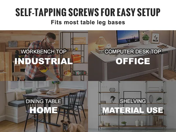 self-tapping screws for easy setup of VEVOR standing desk top. ideal for industrial, office, and home use.